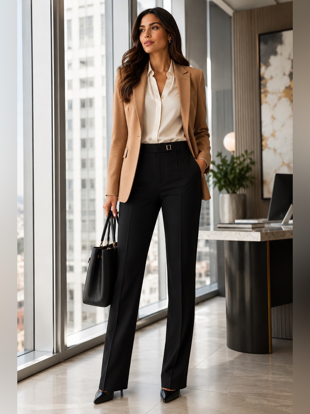 Lauren Ralph Lauren Black Straight Leg Dress Pants Size 12 Stretch Career